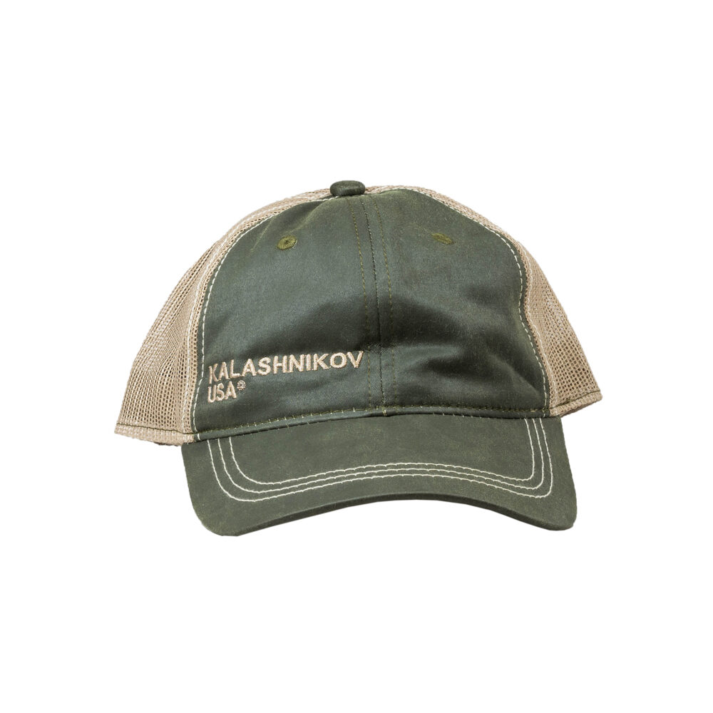 front khaki olive kalashnikov usa trucker hat