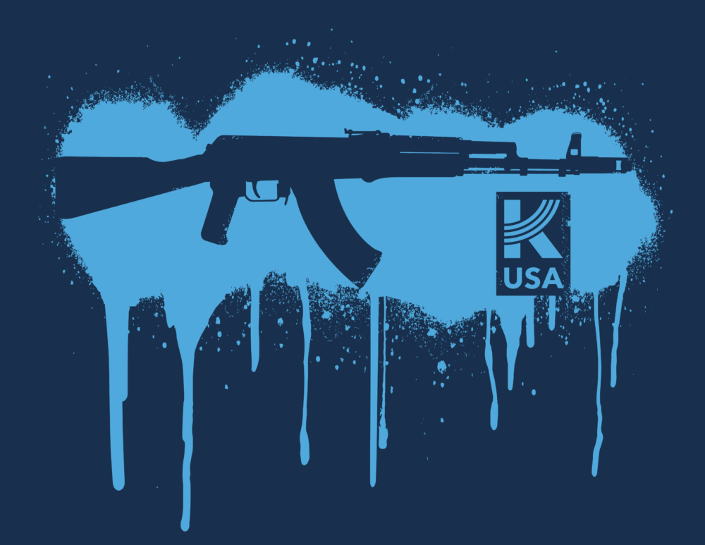 kalashnikov usa kr-103 spray paint t-shirt navy blue back
